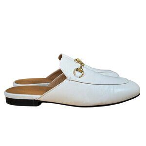 Gucci Princetown Horsebit Loafer Ivory Leather Slip-On Flat EU 39 US 9